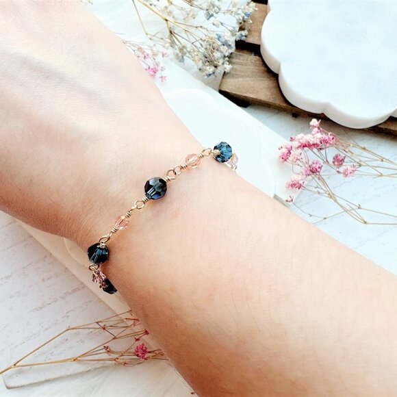 New Crystal Bracelet with Star Toggle Clasp | 14k Gold Filled | Handmade in BC - Picture 3 of 4